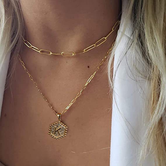 14K Gold Double-layer Initial Necklace