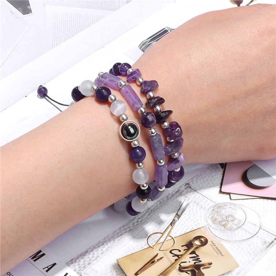 Amethyst Stone Bracelet Set