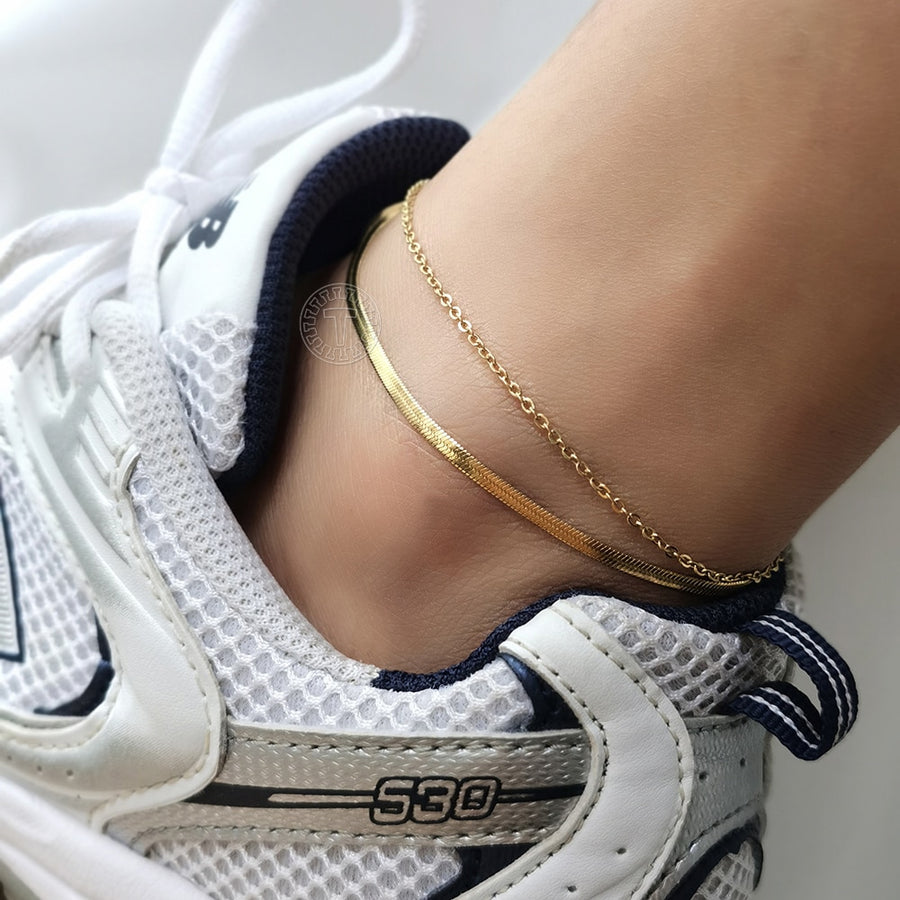 Gold Herringbone Anklet